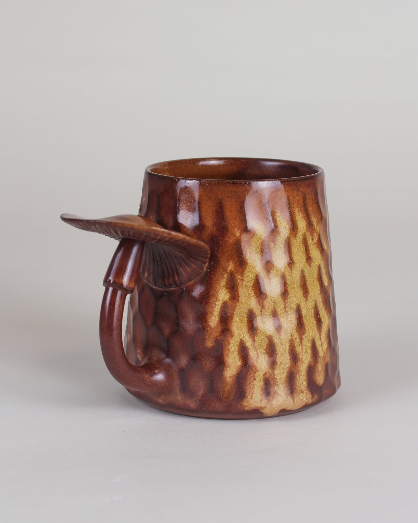 Tall Carved Ember Mushroom Mug