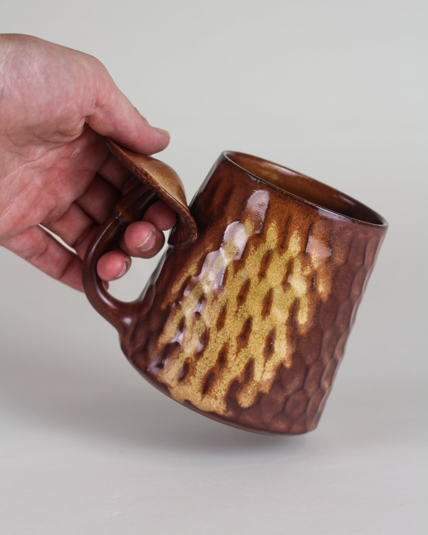 Tall Carved Ember Mushroom Mug